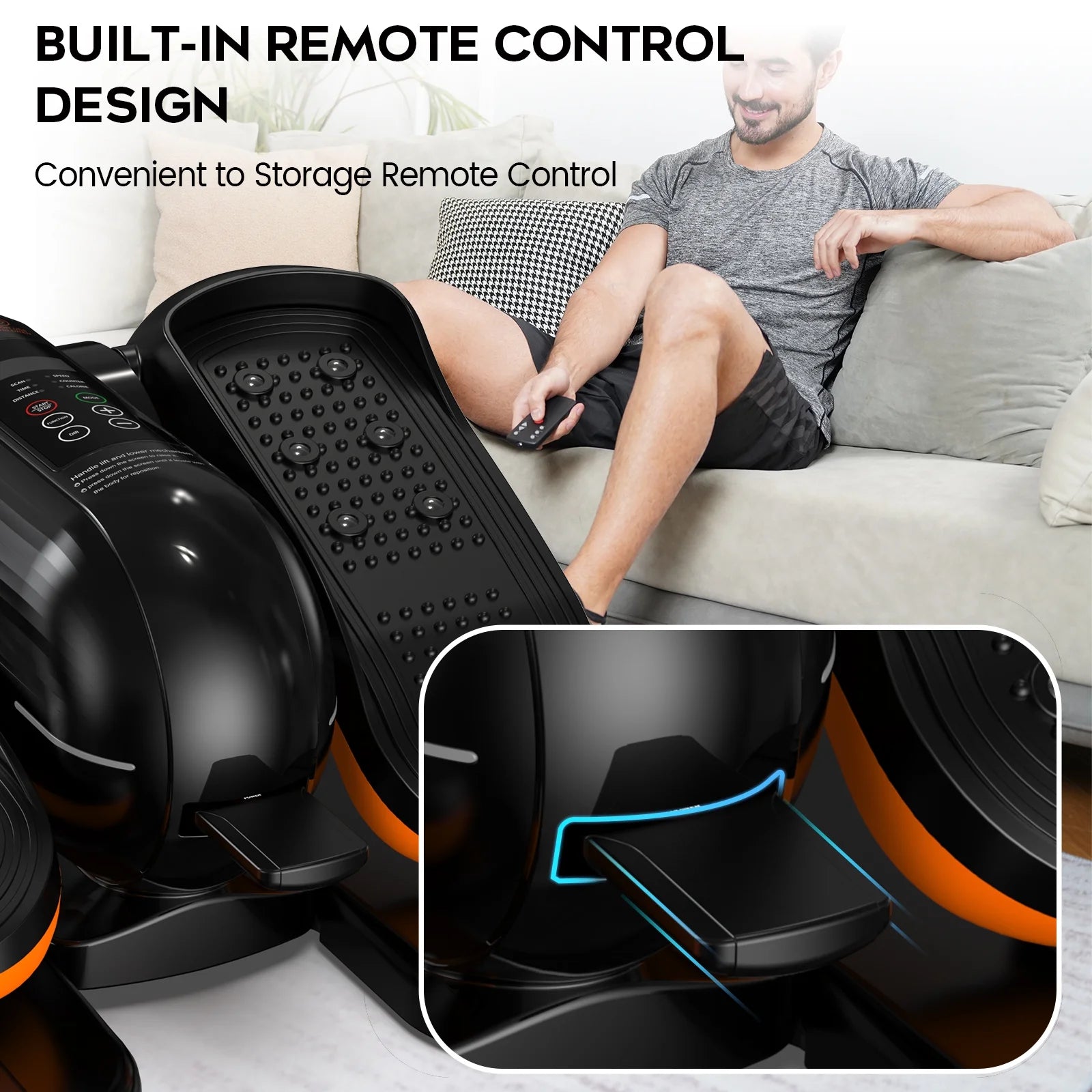 under Desk Elliptical Machine Fully Assembled Electric Pedal Exerciser Trainer Dual-Directional Training Mini Exercise Equipment with Remote Control & LCD Monitor for Home Office Gym