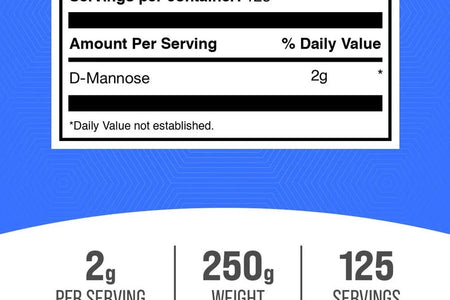 Bulksupplements D-Mannose Powder - D-Mannose Supplement, Dietary Supplement - Unflavored, 2G per Serving, 250G (8.8 Oz)