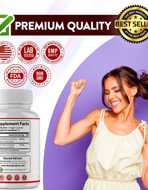 Load image into Gallery viewer, Organic Berberine with Ceylon Cinnamon 2175Mg Berberine Supplement 90 Capsules
