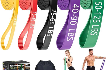 Resistance Bands Set (5Pcs), Exercise Bands with 5 Resistance Levels-Up to 330 Lbs, Pull up Bands for Men & Women, Exercise Workout Bands for Working Out, Body Stretching, Muscle Training