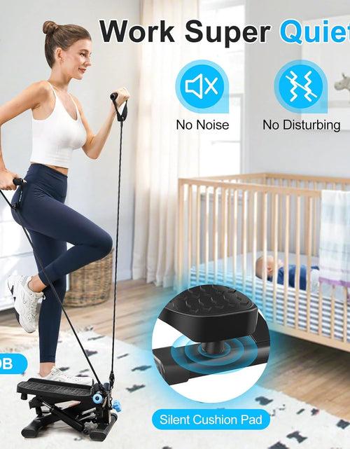 Load image into Gallery viewer, Steppers for Exercise at Home, Twist Stepper with 350LBS Loading Capacity, Mini Stepper with Resistance Bands, Hydraulic Fitness Stair Stepper for Home with LCD Monitor
