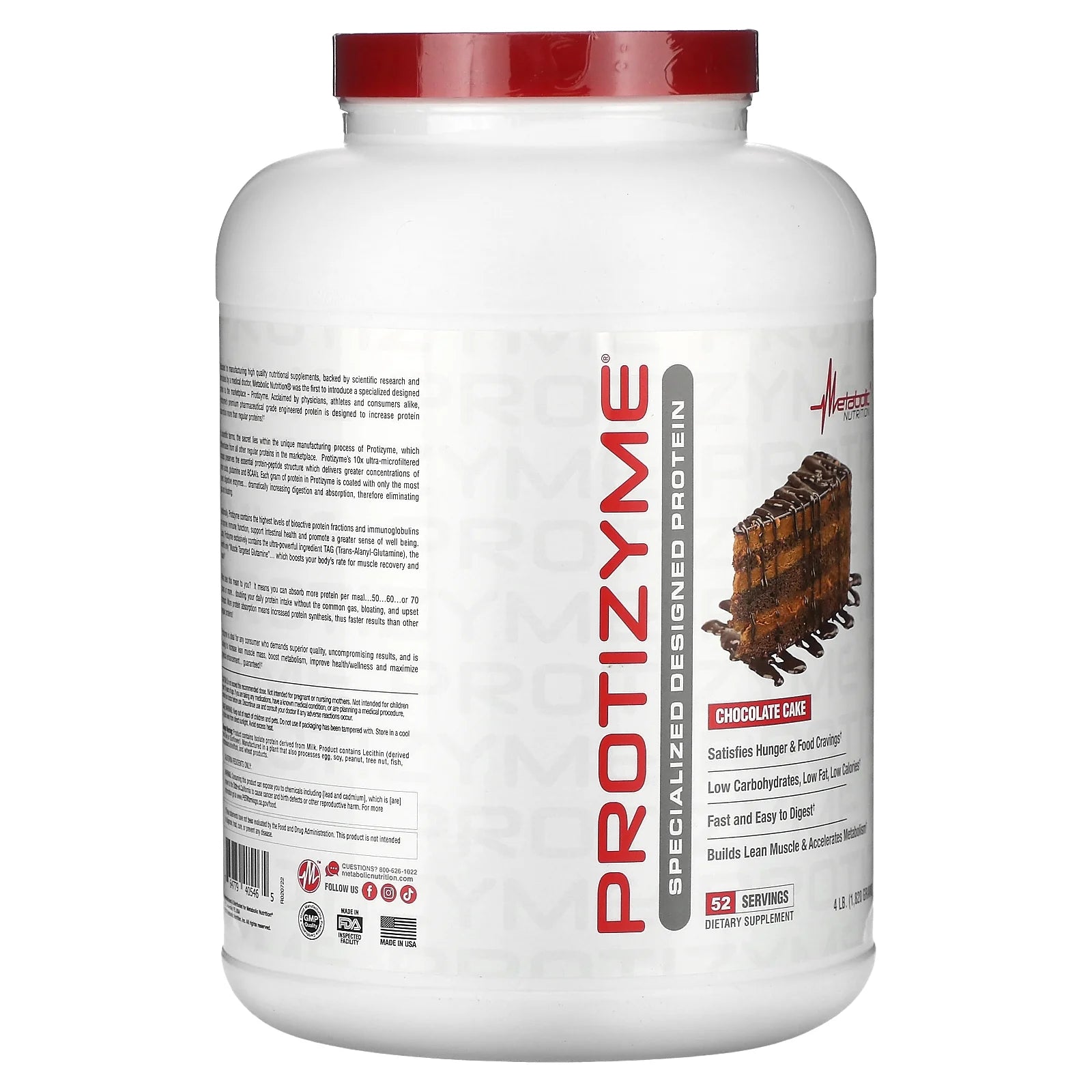 Protizyme, Specialized Designed Protein, Chocolate Cake, 4 Lb (1,820 G)