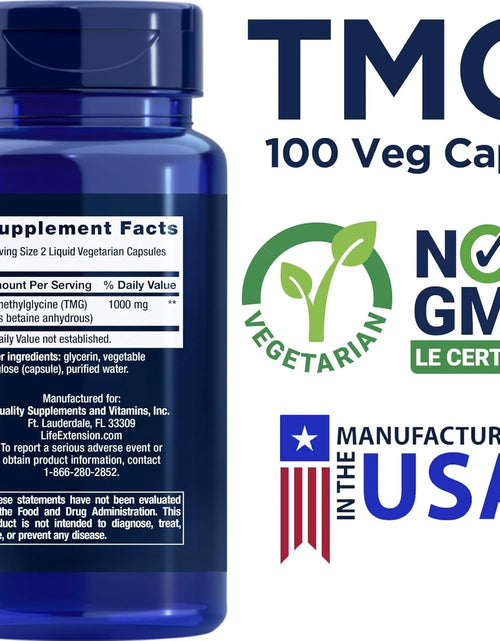 Load image into Gallery viewer, Life Extension TMG 500Mg, 100 Liquid Veg Caps - Trimethylglycine (Glycine Betaine) Supplement - Gluten Free, Non-Gmo, Vegetarian
