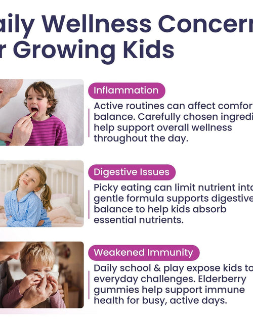 Load image into Gallery viewer, Elderberry Gummies for Kids 3 in 1 Immune Support with Zinc Vitamin C 60 Count Kids Elderberry Gummies for Daily Immunity Vegan Formula for Strong Immune Health
