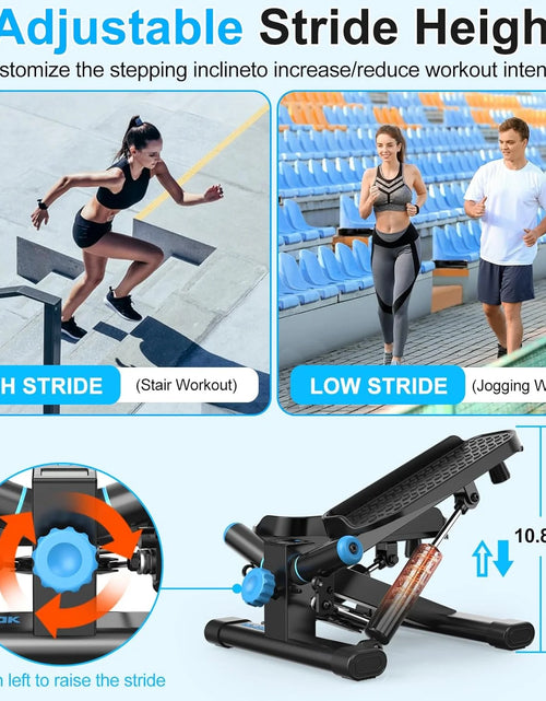 Load image into Gallery viewer, Steppers for Exercise at Home, Twist Stepper with 350LBS Loading Capacity, Mini Stepper with Resistance Bands, Hydraulic Fitness Stair Stepper for Home with LCD Monitor
