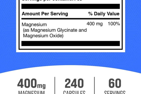 Bulksupplements Magnesium Glycinate Capsules - Easily Absorbed, Magnesium Supplement, 4 Capsules per Serving (400Mg Magnesium), 240 Count
