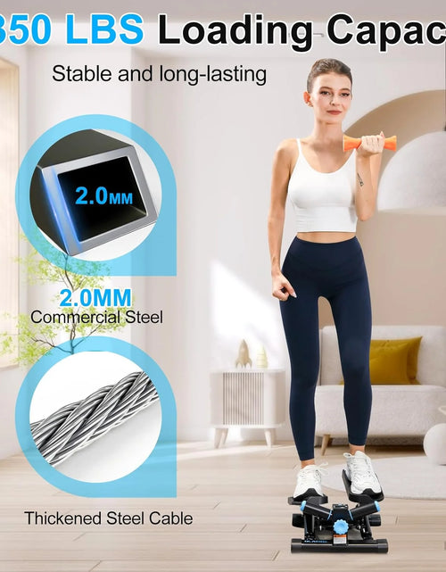 Load image into Gallery viewer, Steppers for Exercise at Home, Twist Stepper with 350LBS Loading Capacity, Mini Stepper with Resistance Bands, Hydraulic Fitness Stair Stepper for Home with LCD Monitor
