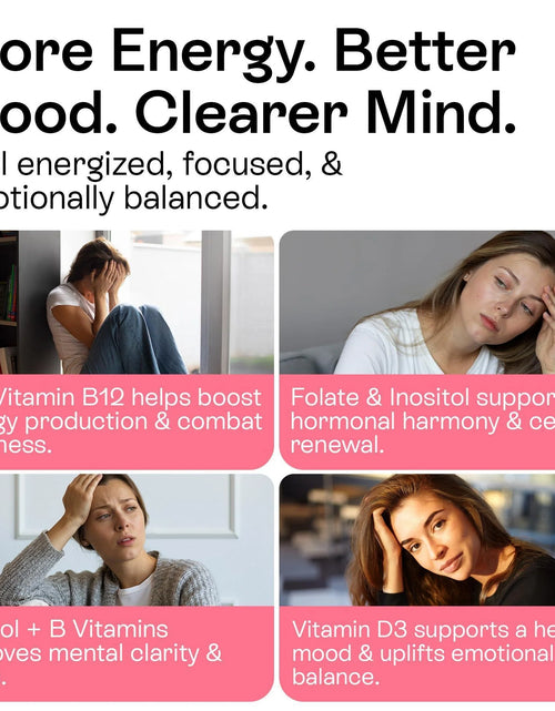 Load image into Gallery viewer, Myo Inositol D Chiro Inositol Supplement for Women Hormone Balance Healthy Ovarian Support 40:1 Myo Inositol Blend with Folate Vitamin D3 B12 &amp; 20 Billion CFU Probiotics 60 Capsules
